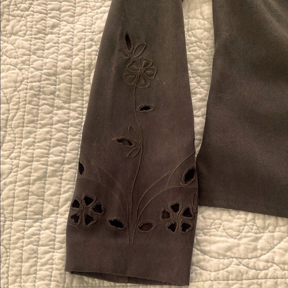 Vintage Karin Stevens Forest Green Jacket with Floral Cutouts - Picture 3 of 4